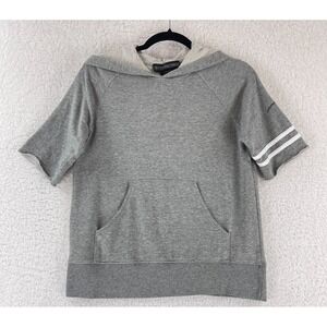 J. Peterman Company Sweater Womens Small‎ Gray Short Sleeve Hoodie Vintage Knit